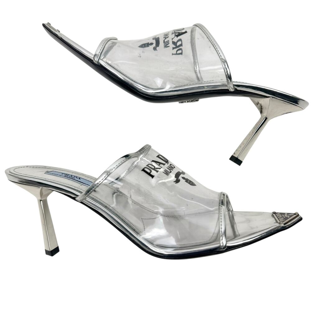 Prada Plex Transparent Pvc Triangle Logo Mule San… - image 7
